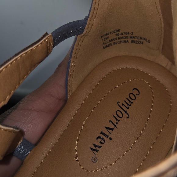 N068 Comfortview Blue Strappy Gladiator Sandals with Zipper Closure Size 12W - Picture 8 of 11